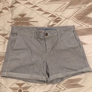 Navy and white striped shorts